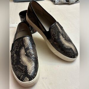 Vince Black and Cream Snake Pattern Slip-On Sneakers